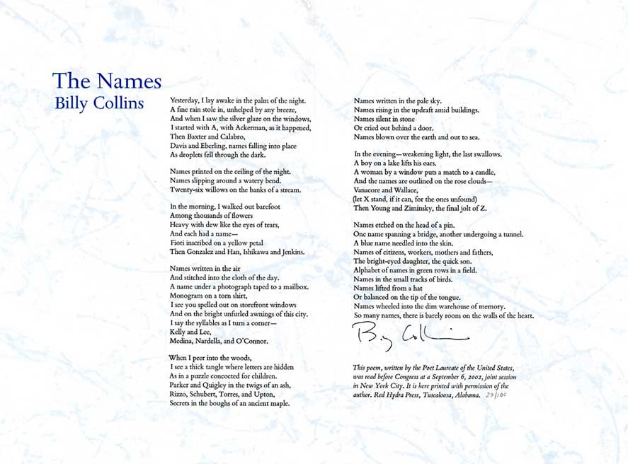 poems for names. powerful poem, #39;The Names#39;